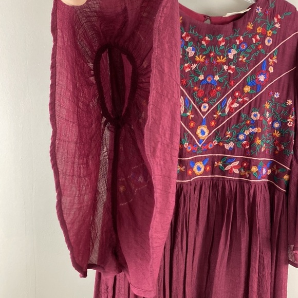 Alter’d State Burgundy Bell Sleeve Floral Dress / Tunic  Size Medium - Picture 5 of 13
